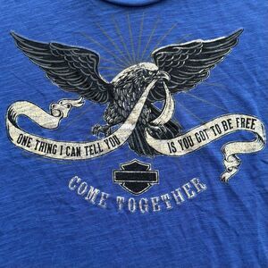 Harley-Davidson Womens Size Large Royal Blue Scoop Neck Eagle T-Shirt NEW w Tag